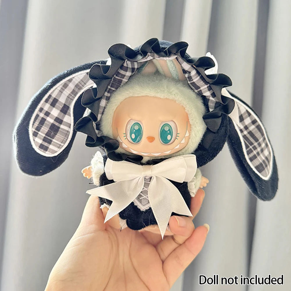 EZ Mini Plush Doll'S Clothes Outfit Accessories For Korea Kpop Exo Labubu Idol V1 V2 bubble overalls hat Clothing Gift