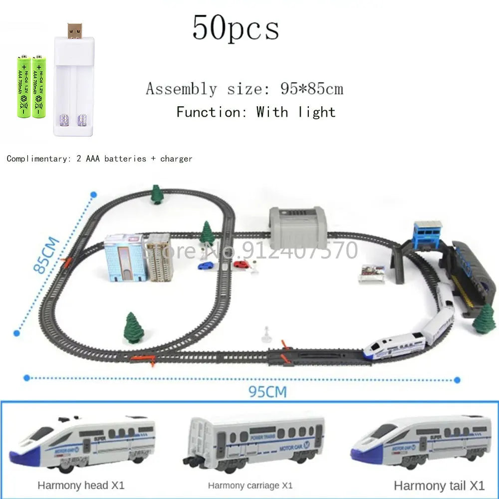 EZ Electric Train High Speed Train Model Railway Track Harmony Rail Toy Car  Assemble DIY Set Children Christmas Gift Toy for Boy