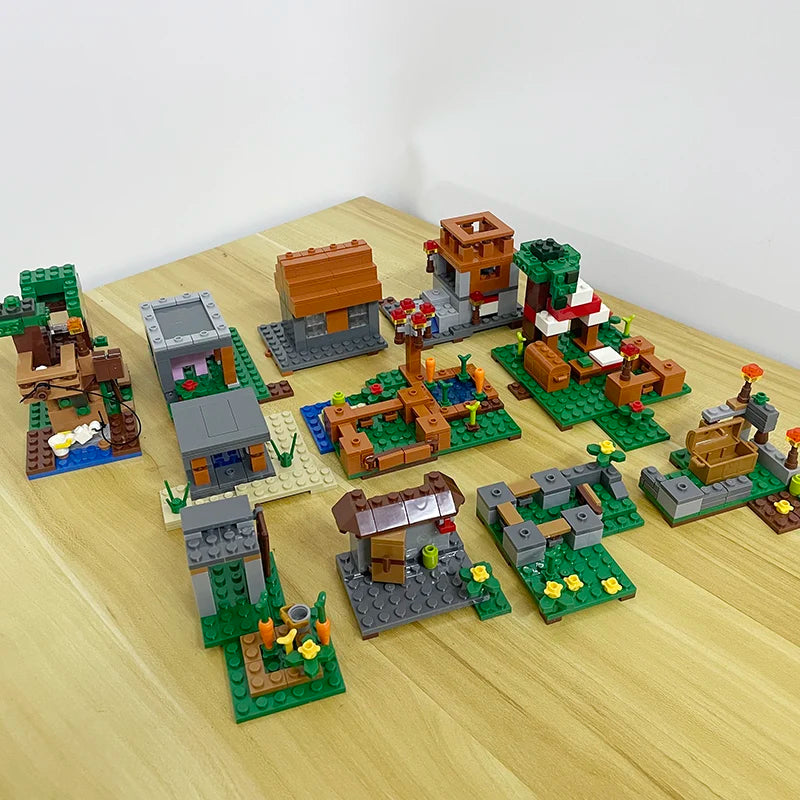 EZ TreeHouse Village Farm Cave Mine Alex Zombie Action Figures Building Blocks Toys Gift for Children