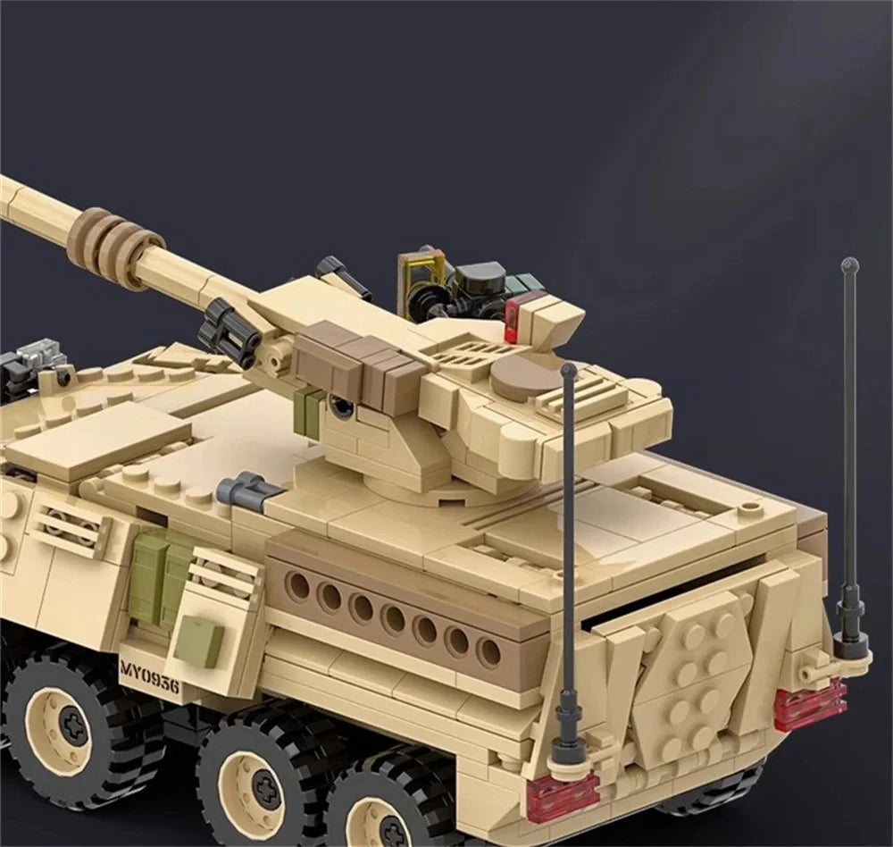 EZ World War 2 WW2 Army Military Soldiers SAWT M1128 Mobile Gun System Model Building Blocks Bricks Children'S Toys