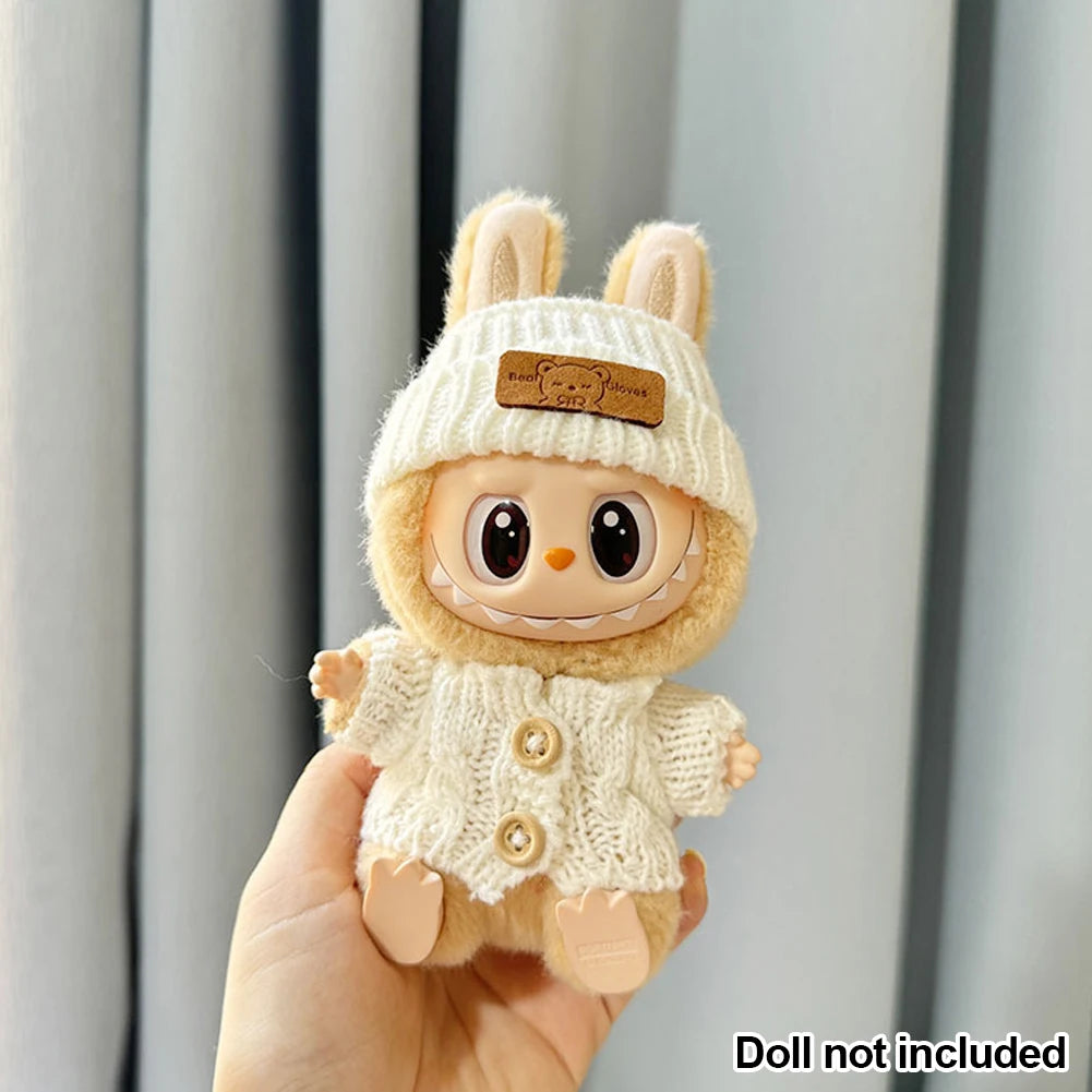EZ 17cm Labubu Doll Clothes Fashion Clothes Hoodies Doll Clothes Color Match Hoodies Dolls Accessories