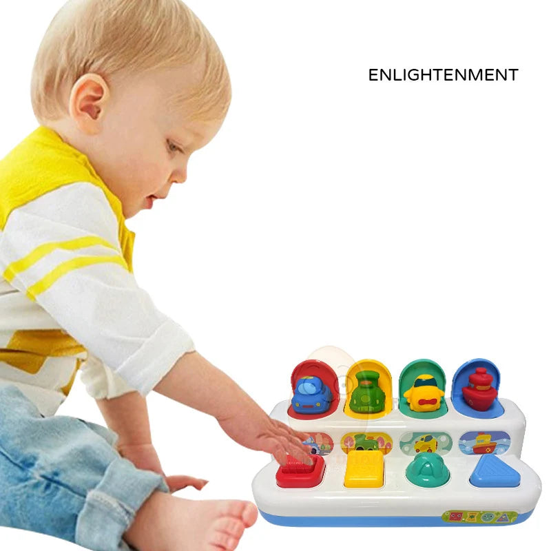 EZ Baby Pop Up Toy Montesorri Fine Motor Skill Training Press Pull Click Animal Car Button Educational Toys For 13 24 Month Infant