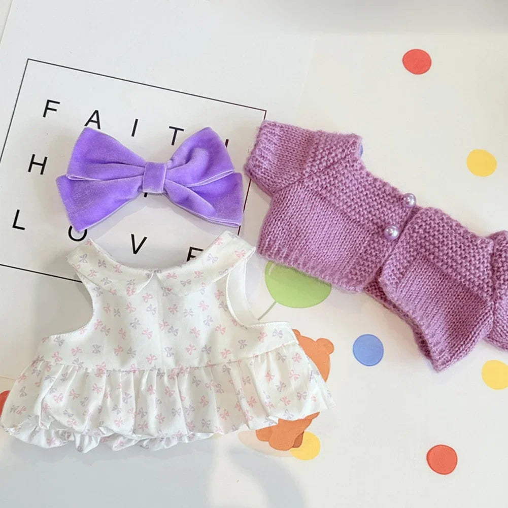EZ For Labubu 3.0 Big into Energy Series Clothes  Labubu red checkered dress Purple sweater cardigan Labubu Clothing