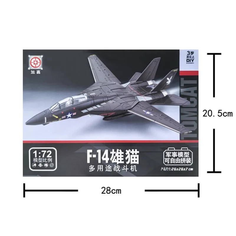 EZ 1:72 Creative Military Series Building Blocks New Black F14 Panda Multi Purpose Supersonic Fighter Model Toys For Kids Xmas Gift
