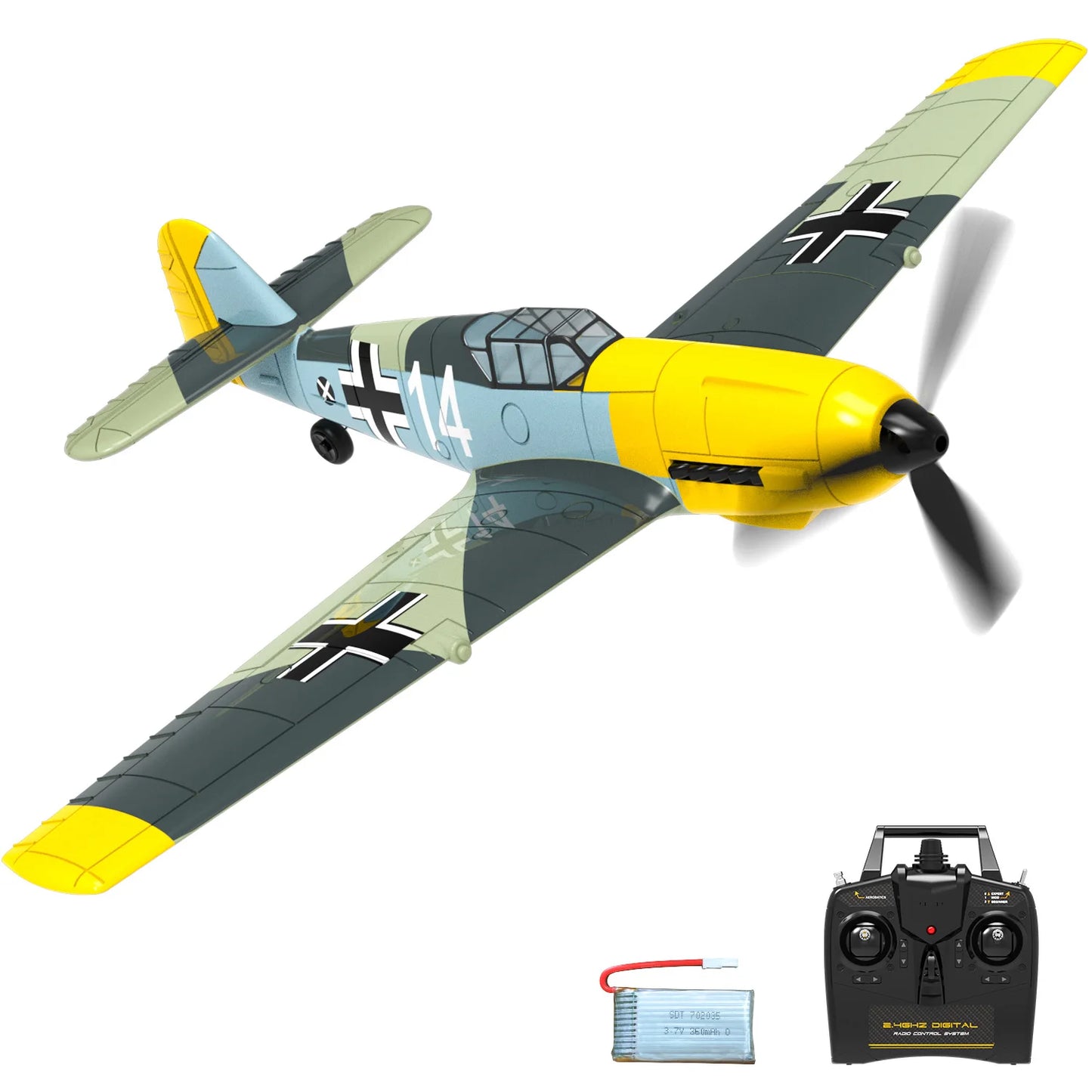 EZ Volantex New Spitfire RC Plane EPP 400mm Wingspan RC Fighter One Key Aerobatic 2.4G 4CH RTF Warbird Plane