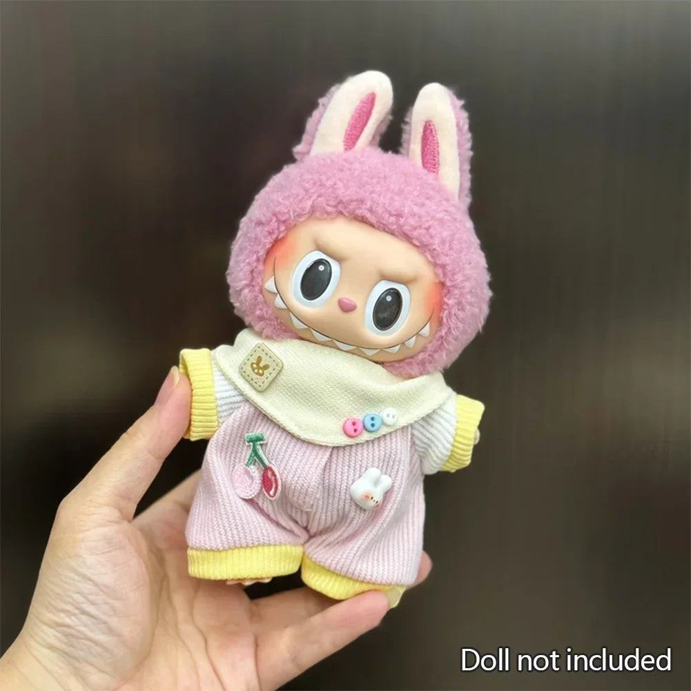 EZ Mini Plush Doll'S Clothes Outfit Accessories For Korea Kpop Exo 15-17cm Labubu Idol Overalls set Clothing Gift
