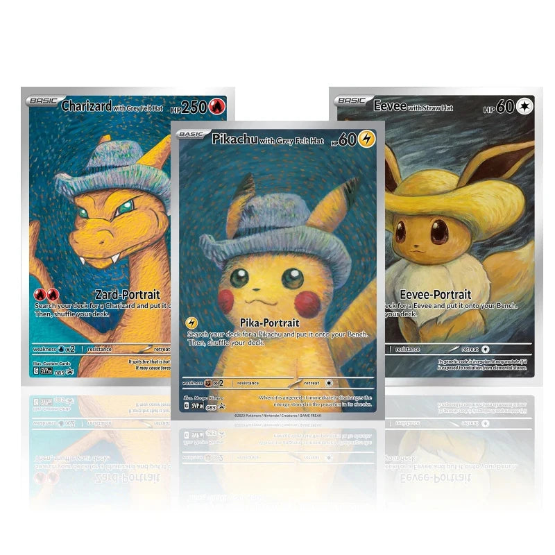 EZ DIY Pokemon Netherlands Van Gogh Museum Pikachu Charizard Self Made Collection Cards Game Anime Japanese Letters Cards Gift Toy