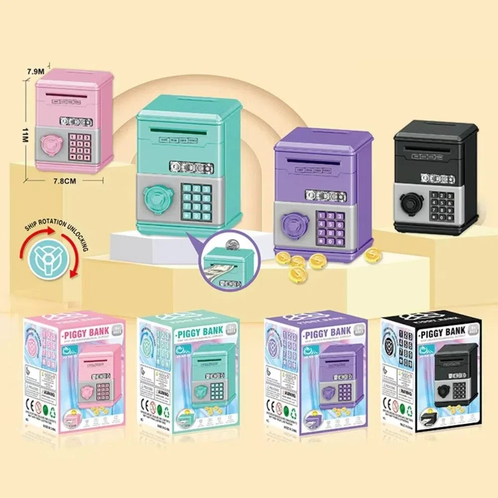 EZ New Password Children's Piggy Bank ATM Child Gift Cash Saving Money Box Mini Financial Saving Toys Money Saving Bank Boys Girls
