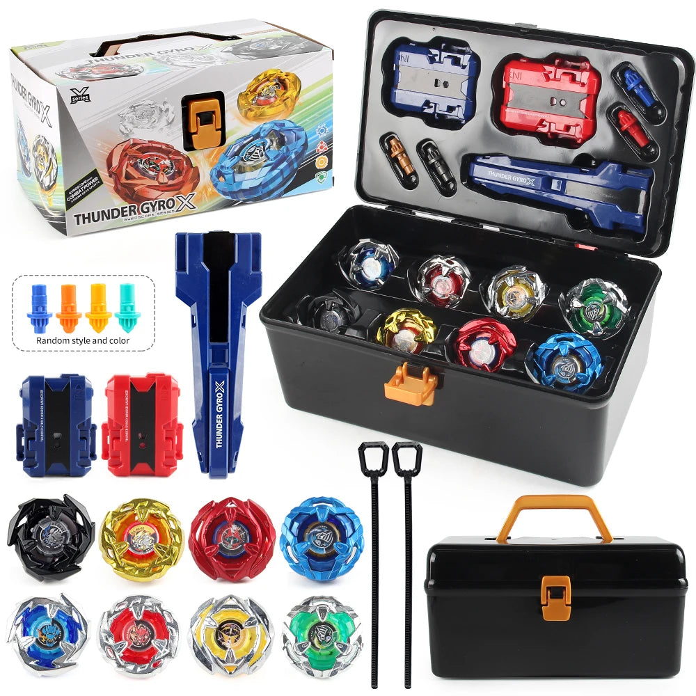 EZ Bey X Spinning Toy Kit Gyro Metal Battle Tops with Launchers Organize Box Set Gift