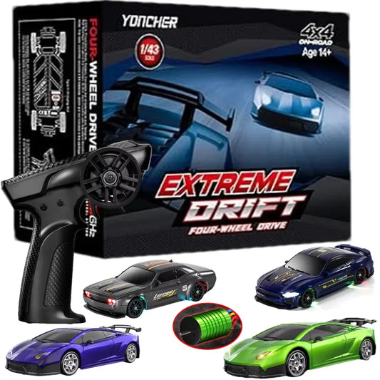 EZ 4WD Drift Racing Car 1/64 or 1/43 Mini Remote Controlled High Speed Car Radio Electric Competition Toy Gift For Kids Boys Adults