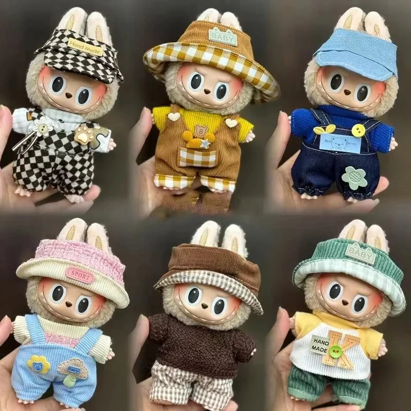 EZ Mini Plush Doll'S Clothes Outfit Accessories For Korea Kpop Exo 15-17cm Labubu Idol Overalls set Clothing Gift