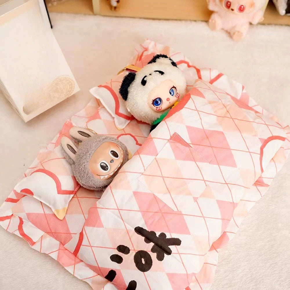 EZ 17cm Mini Plush Doll'S Clothes Outfit Accessories For Korea Kpop Exo Labubu Idol Plaid floral pajamas Clothing Gift