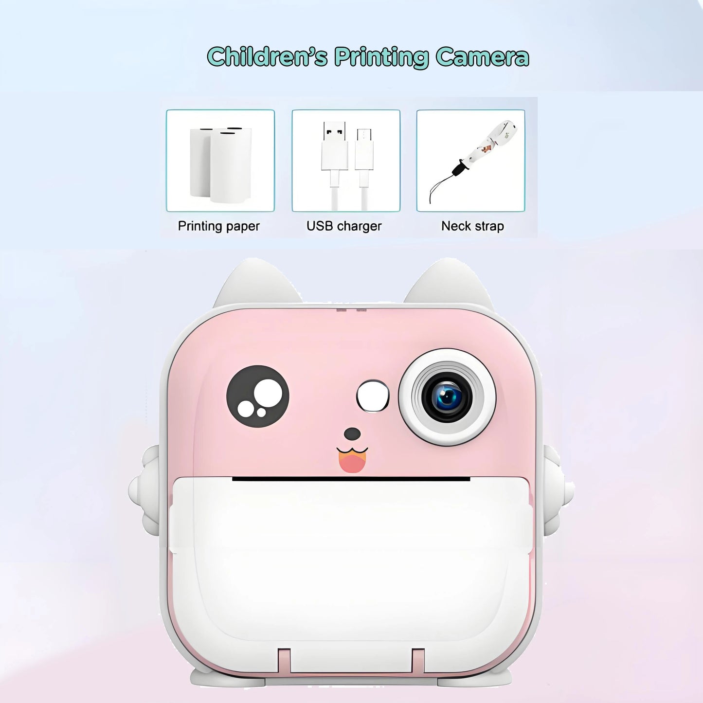 EZ Kdis Camera Instant Print Toy Photo Label Thermal Printing Photograph Video Digital Camera Print Toys for Boys Girls Gifts