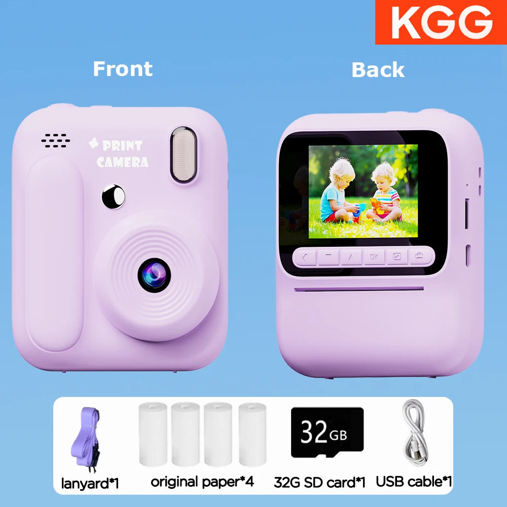 EZ Kids Instant Camera Color Printing Camera 32GB 1080P Thermal Print Toys Camera Print Photo Video Games Music Children Gift