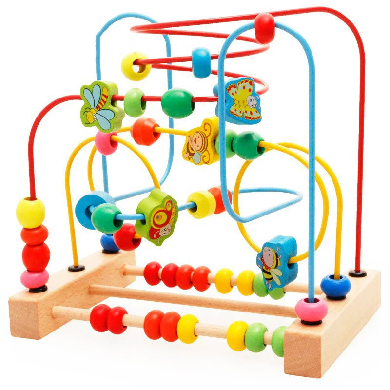 EZ Montessori Baby Toys Wooden Roller Coaster Bead Maze Abacus Math Toys Toddler Early Educational Toys for 1 2 3 Years Kids Gifts