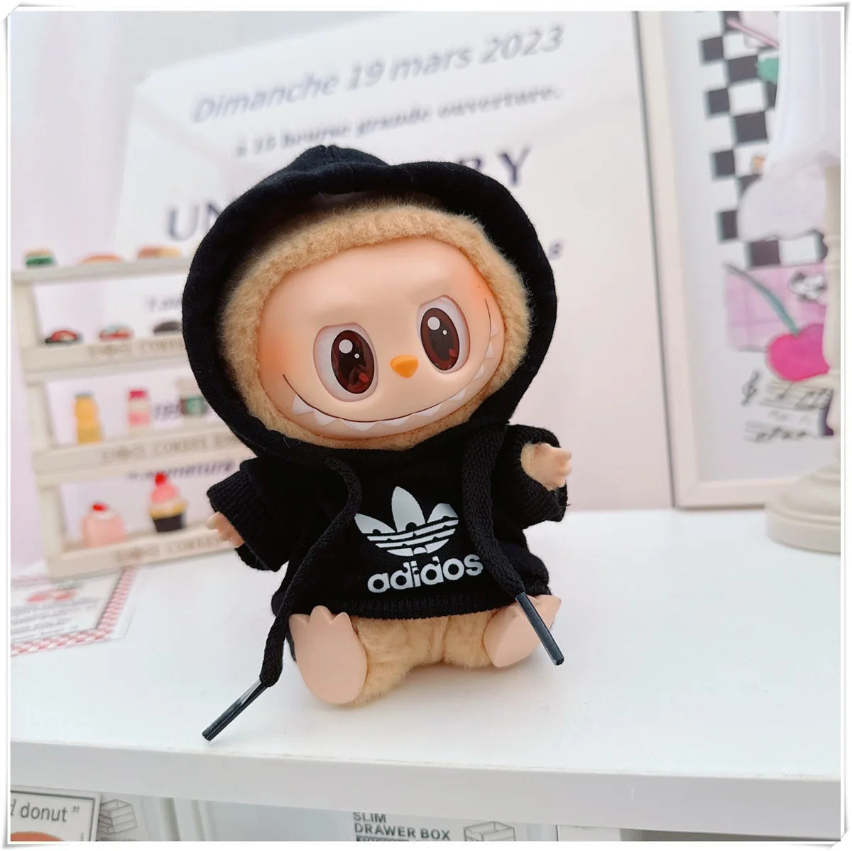 EZ 15/17cm Labubu V1 V2 Doll Clothing Fashion Hoodie and Pants Set Korean Idol Trendy DIY Doll Clothing Accessories Toy Gift