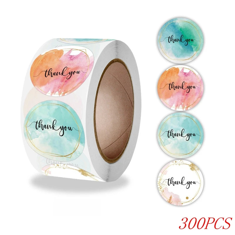 EZ 50-500pcs 1inch Blue Thank You Stickers For Envelope Sealing Labels Stationery Supplies Handmade Wedding Gift Decoration Sticker