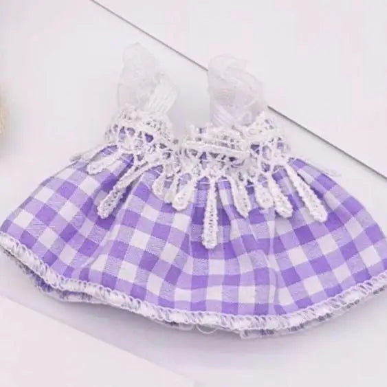 EZ Mini Plush Doll'S Clothes Outfit Accessories For Korea Kpop Exo Labubu V1 V2 Idol pink bow gauze skirt Clothing Gift
