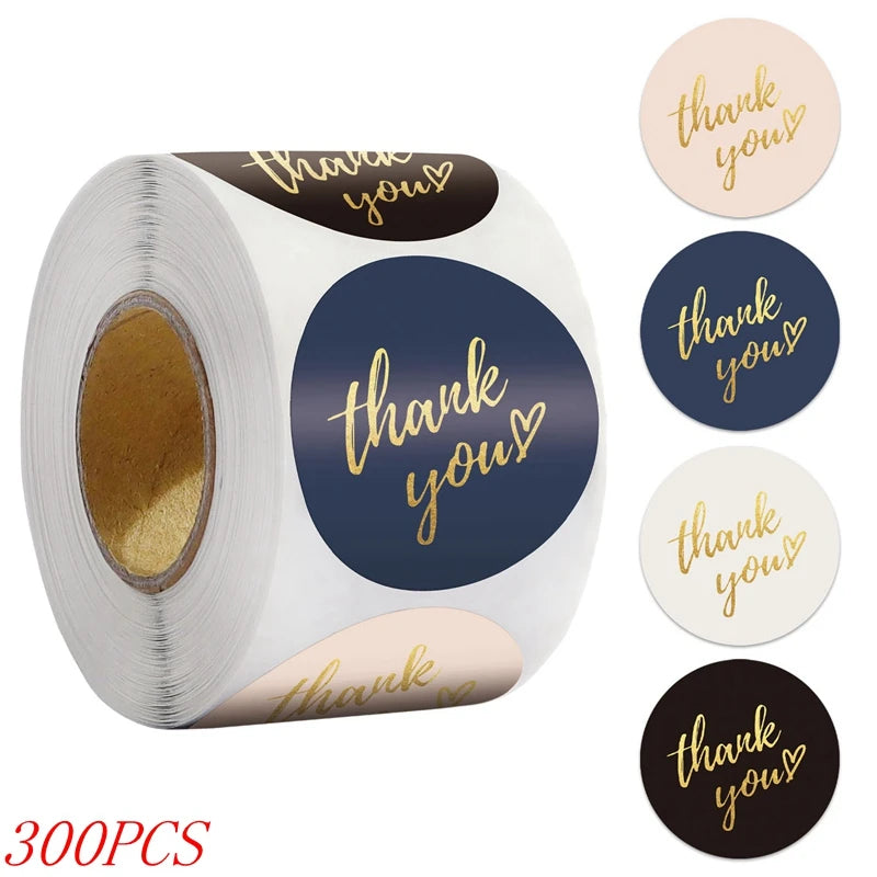EZ 50-500pcs 1inch Blue Thank You Stickers For Envelope Sealing Labels Stationery Supplies Handmade Wedding Gift Decoration Sticker