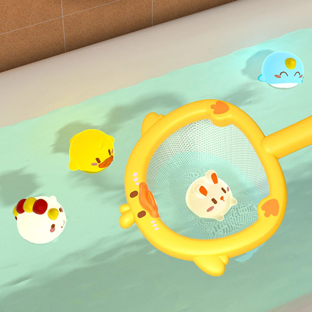 EZ Baby Cute Animals Bath Toy LED Light Up Toys Swimming Water Soft Rubber Float Induction Luminous Duck for Kids Play Funny Gifts