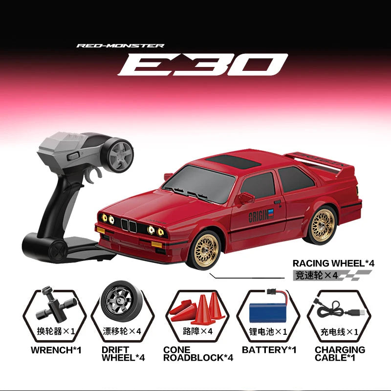 EZ 1/16 Proportion remote control car 4×4 2.4Ｇ high speed Drift Racing Lithium battery charging Retro BMW Light car model　