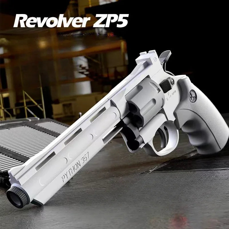 EZ Csnoobs ZP5 357 Revolver Mechanical Continuous Firing Toy Gun Automatic Pistol Soft Dart Bullet CS Outdoor Weapon for Kid Adult