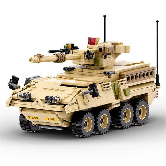 EZ World War 2 WW2 Army Military Soldiers SAWT M1128 Mobile Gun System Model Building Blocks Bricks Children'S Toys