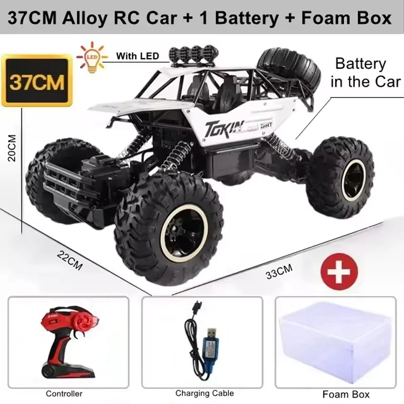 EZ 1:12/16 RC Car Remote Control Car Off Road Truck Metal Shell LED Headlights Offroad Monster 4WD All Terrain RC Truck Toy for Kid