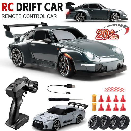 EZ New 4WD RC Drift Car 1:24 Scale High Speed 20KM/H with LED Lights & Drifting Tires Off-Road Racing Sport Toy for Kids and Adults