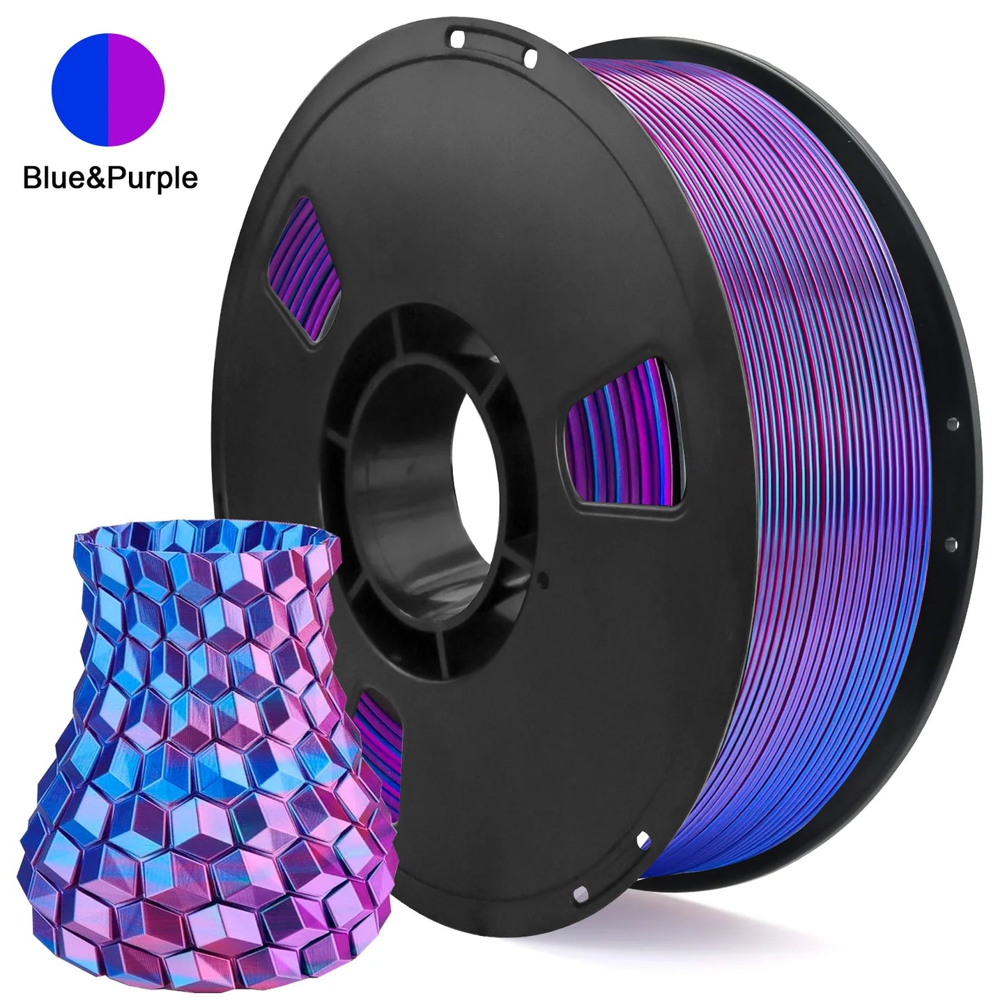 EZ Tricolor Silk PLA 3D Printer Filament, 1.75mm Multicolor 3D Printing Filament, 1kg (2.2lbs) Fit Most FDM 3D Printer