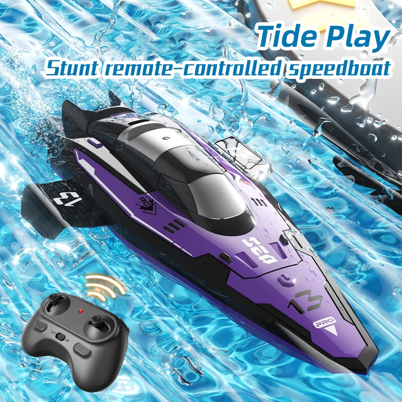 EZ RC Racing Speedboat 2.4G Mini Remote Control Stunt Boat Electric Radio Control Ship Double Motor Waterproof Toy Children's Gift