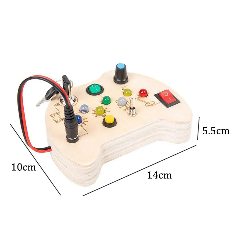 EZ Montessori Busy Board Sensory Toys Wooden With LED Light Switch Control Board Travel Activities Children Games For 2-4 Years Old