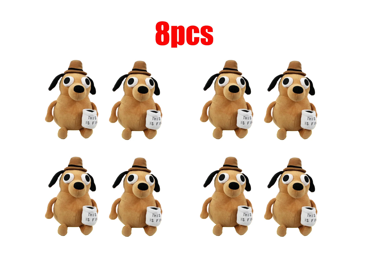 EZ 25cm This Is Fine Meme Coffee Dog Plush Toy Soft Stuffed Doll Stuffed Plush Animals Kids Toy Gift for Children Boy Birthday