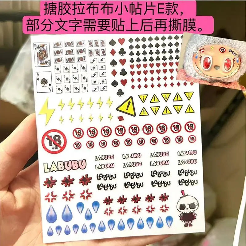 EZ 17cm Labubu V1v2 Eye Makeup Color False Eyelash Customization Gorgeous And Exquisite Eye Makeup Stickers Eyelash Stickers