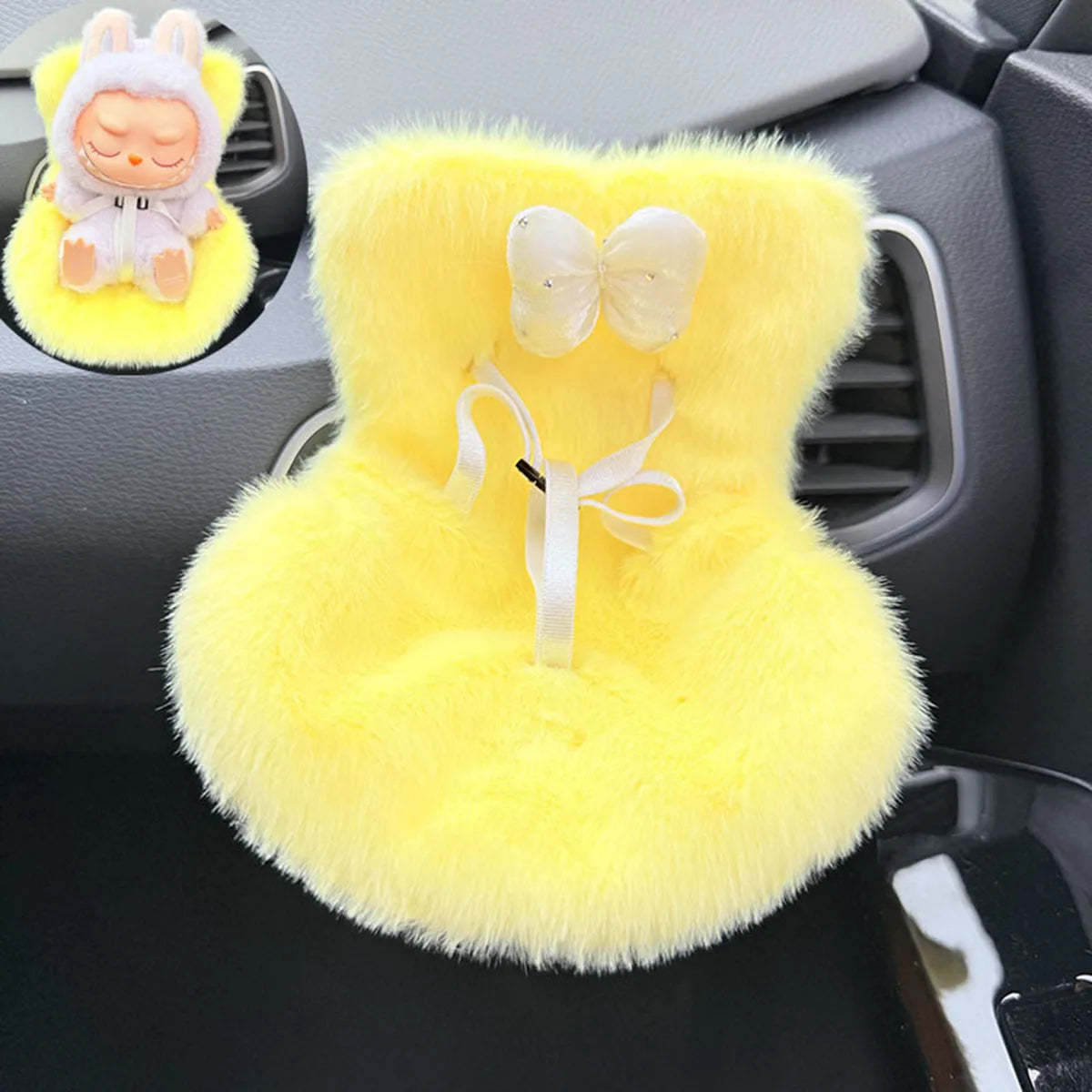EZ Mini Cute Car Safety Seat Car Air Outlet Decoration Car Interior Decoration Ornament Suitable for 17cm labubu Dolls