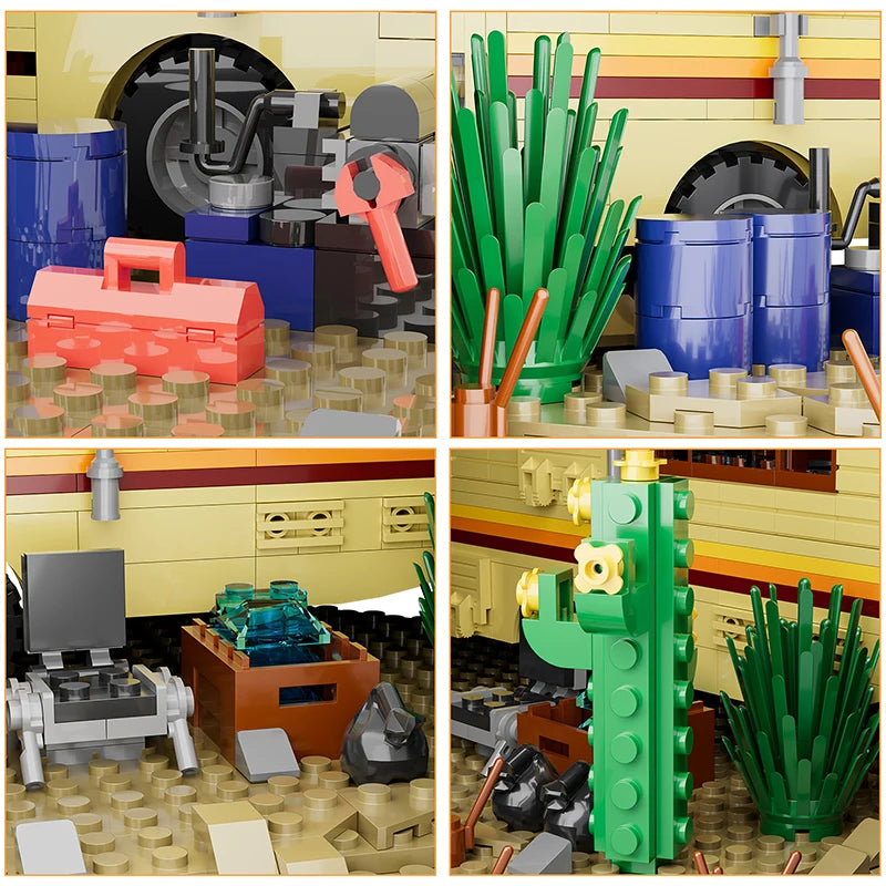 EZ Technical Breaking Bad RV Adventure Camper Bus Car Model Building Blocks Fit Car Vehicle Assemble Bricks Toys For Boys Avid Fans