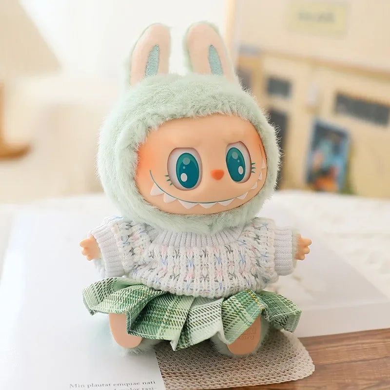 EZ Labubu Doll Clothes Set for V1/V2 Dolls Macaron JK Pleated Skirt with Camera and Shoes