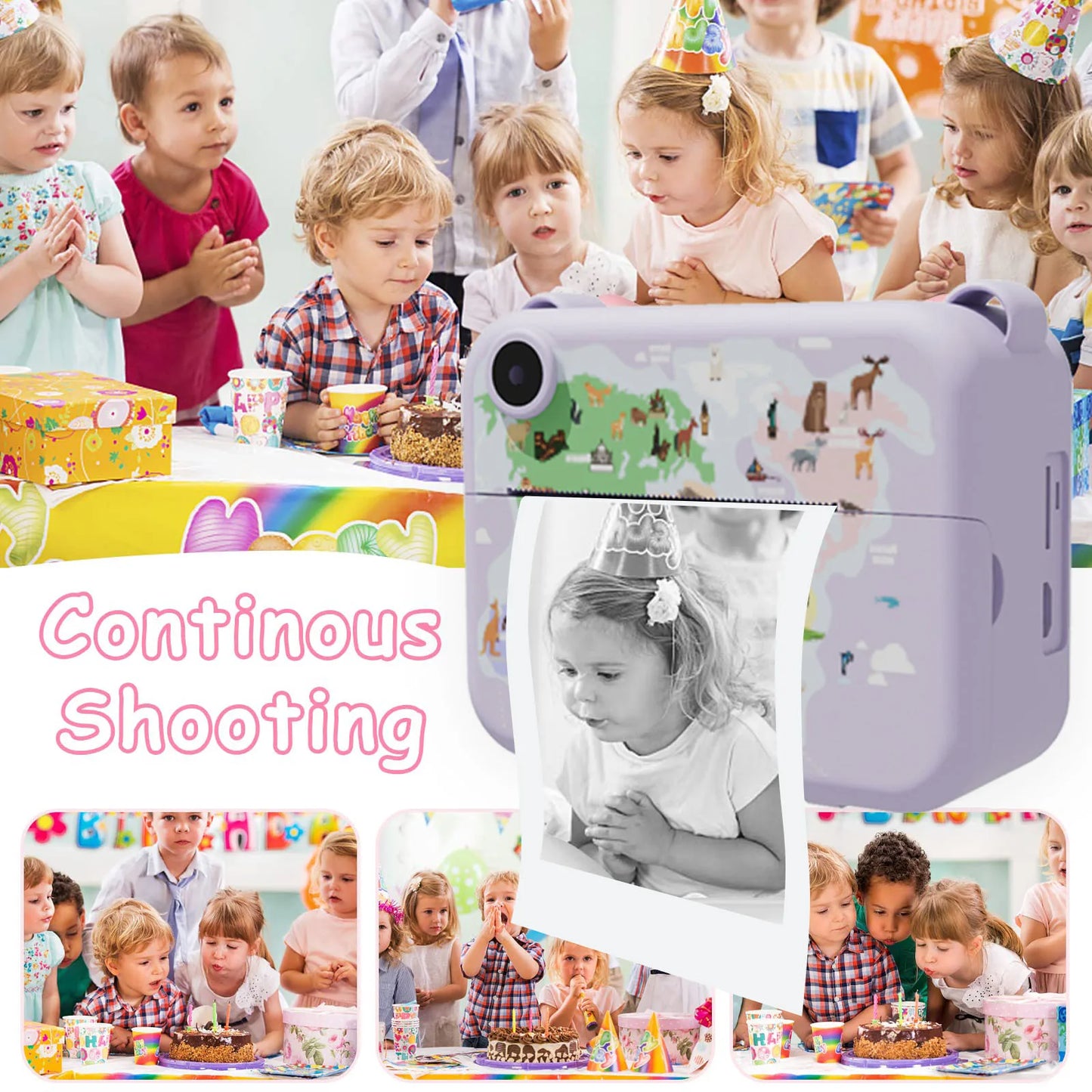 EZ Kids Camera Instant Print Christmas Birthday Gifts for 3-12 Year Old Boys Girls Toys for Kids Age 3-10 with 3 Rolls Print Paper