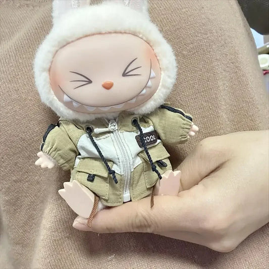 EZ 17cm Mini Plush Doll'S Clothes Outfit Accessories For Korea Kpop Exo Labubu Idol trendy cool tooling pocket Clothing Gift
