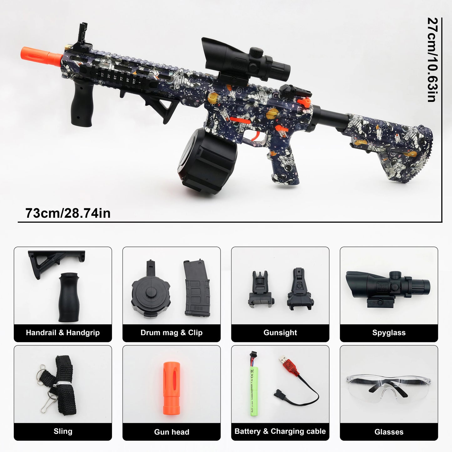 EZ M416 Electric Gel Ball Blaster Toy Gun， Manual/Automatic Mode  , Rechargeable - Suitable for Summer Outdoor Shooting Games