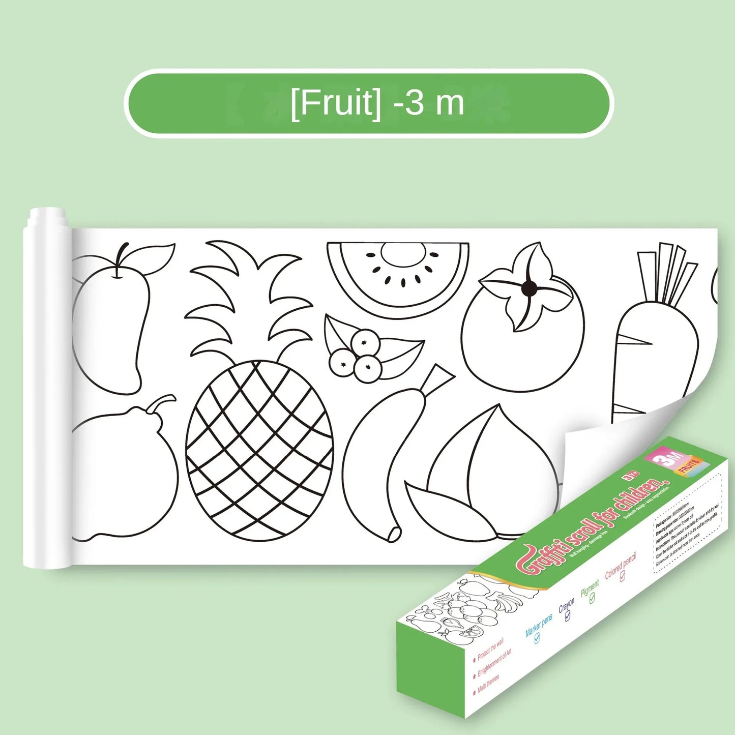 EZ 3 Meters Children Montessori Toys Early Educational Graffiti Drawing Roll DIY Self Adhesive Kids Learning Paint Coloring Scroll