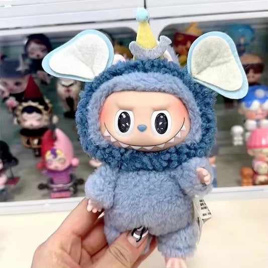 EZ 17cm Labubu Doll Cartoon Hair Ornament Cute Bee Elephant Little Bear Little Pig Labubu Hair Ornament