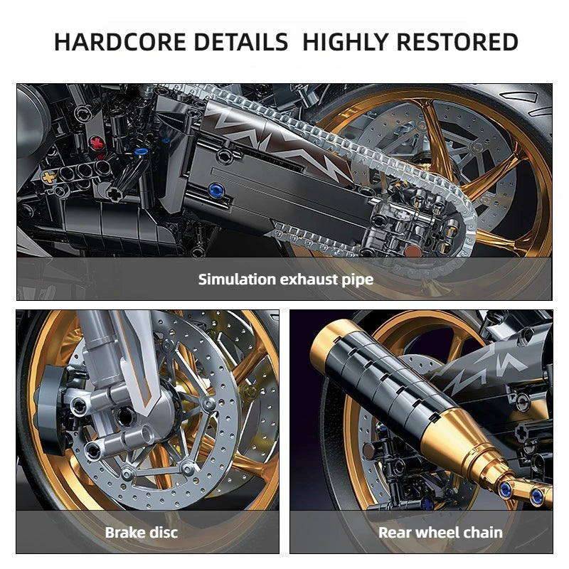 EZ TOYLINX Alloy Motorcycle Desktop Decorations 2045PCS Racing Building Block Model  Kid Toys Christmas Easter Festive Gift Giving