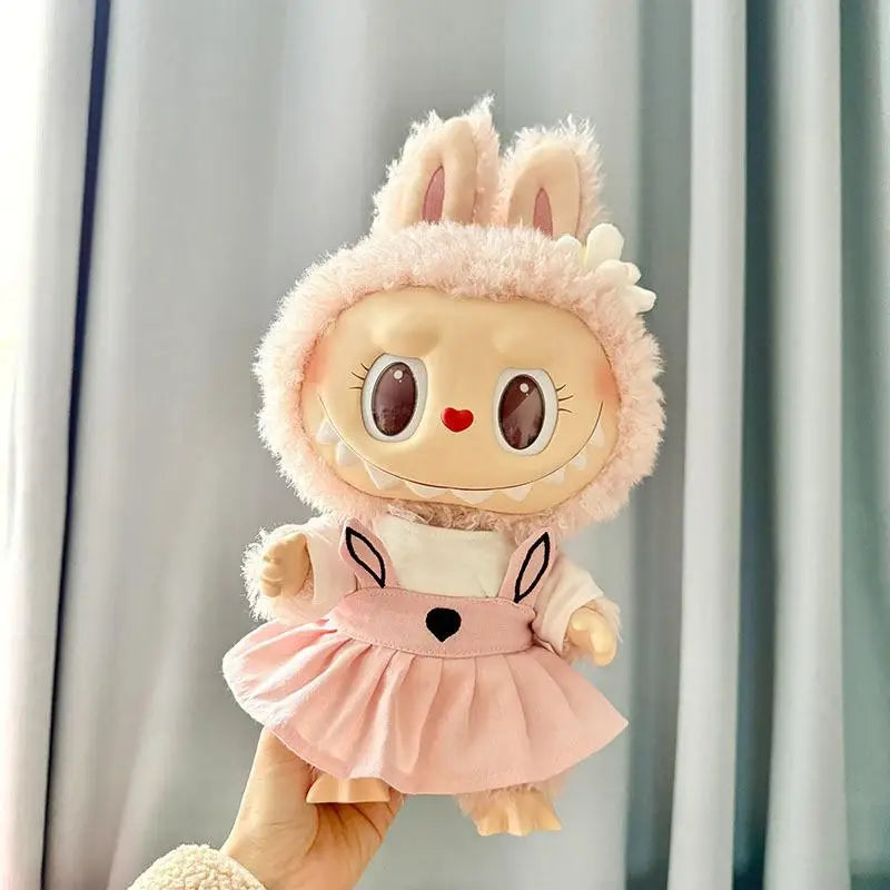 EZ For 38 Cm Labubu plush doll clothes outfit doll MOKOKO coat rabbit ear strap skirt set  Accessories Cute Decoration
