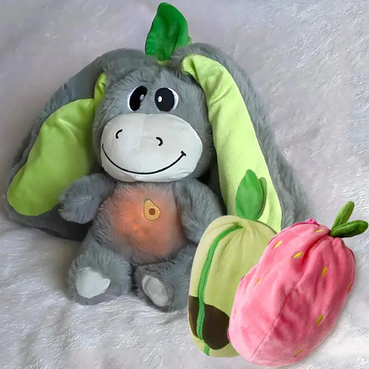 EZ Baby Strawberry Donkey Plush Toy Stuffed Creative Into Fruit Transform Breathing Donkey Sleeping Doll 30cm for Kid Birthday Gift