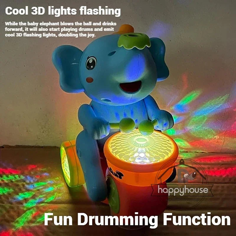 EZ Musical Walking Elephant Drummer Toys for  Kid Musical Toy with LED Light Music Sensory Activity Toys Learning Educational Toys