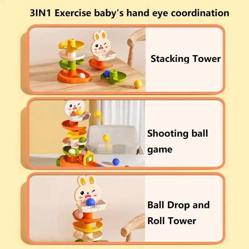 EZ Montessori Baby Ball Drop Toy Toddlers Educational Toys for Children Activity Games Baby Learning Tower Stacking Toys for Babies