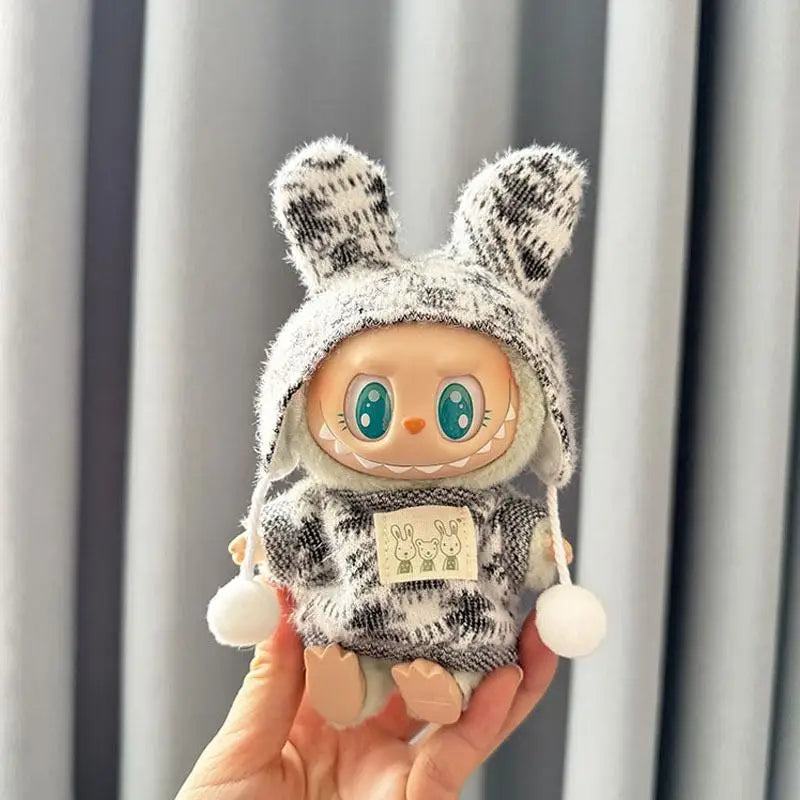 EZ For 15-17 cm Labubu clothes outfit Labubu sitting party jacquard two-piece set Dolls Accessories Cute Decoration