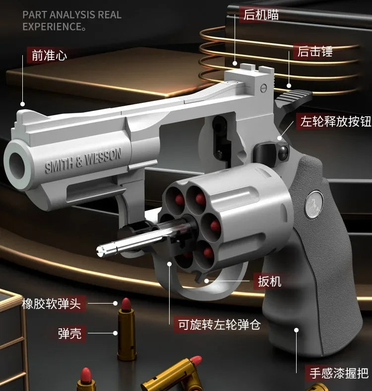 EZ Csnoobs ZP5 357 Revolver Mechanical Continuous Firing Toy Gun Automatic Pistol Soft Dart Bullet CS Outdoor Weapon for Kid Adult