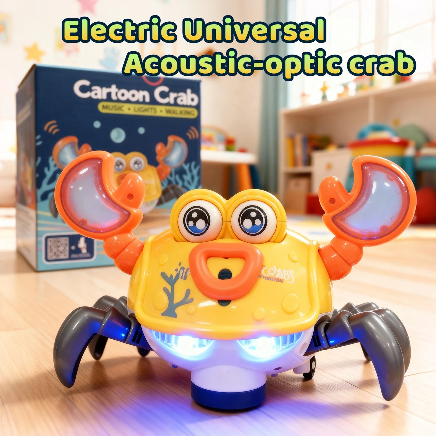 EZ NEW Crawling Crab Toy with Light and Music Auto Obstacle Avoidance Electronic Pet Interactive Toy For Baby Walking Crab Gifts